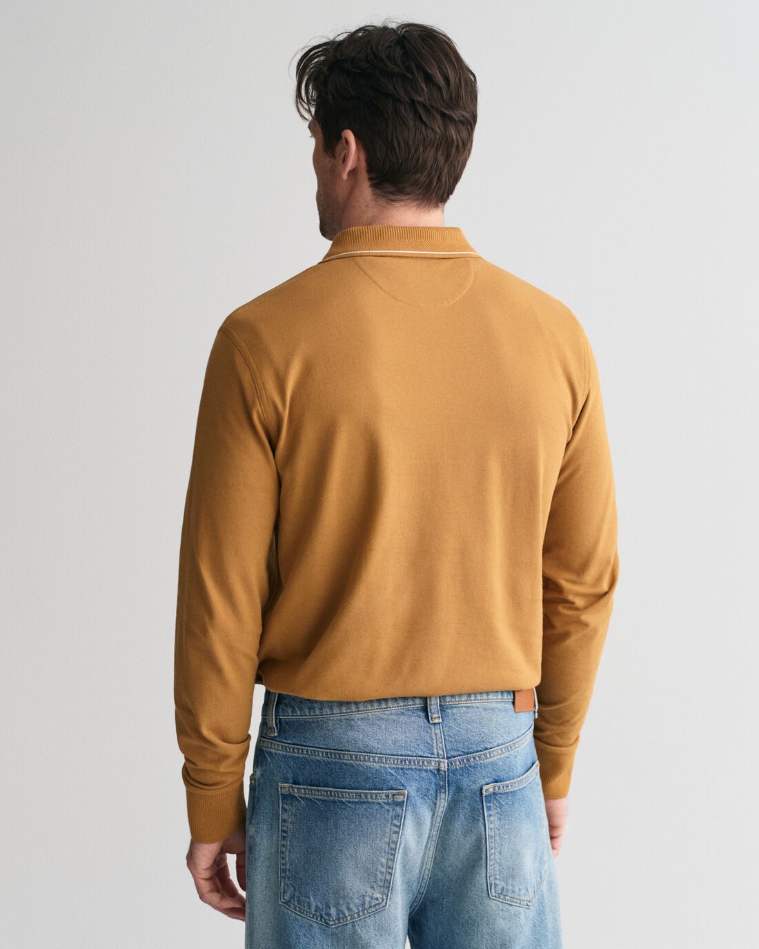GANT Textured collar long sleeve polo